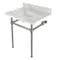 Kingston Brass 30 Console Sink with Brass Legs 8Inch, 3 Hole, Marble WhiteBrushed Nickel KVBH3022M8SQ8 - alternate 1